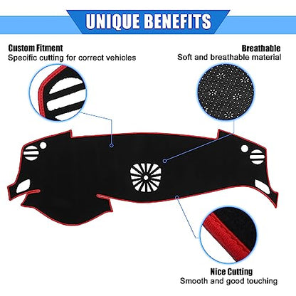 Car Dashboard Cover Compatible for Nissan Altima 13-18, Protective Polyester Red Center Console Interior Trim Dash Cover Mat Pad