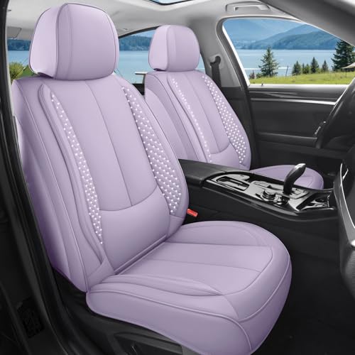 Bling Car Seat Covers Full Set, Luxury Faux Leather Car Seat Covers Waterproof Non-Slip Seat Protector Universal Fit for Most Cars SUVs Trucks Pick-ups,Car Accessories Interior for Women (Purple) - color: Purple-Full Set