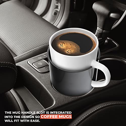 Car Cup Holder Expander - Fits Hydro Flasks 32/40 oz, Nalgene, Yeti & Large Bottles up to 3.8 inches Wide - for Car up to 3.2 Inches Wide - Black