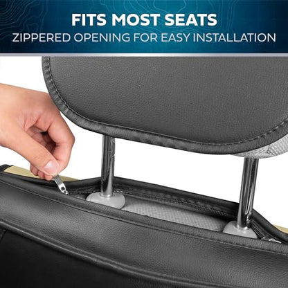 Classic Edition Seat Covers, Premium Faux Leather Seat Covers for Cars Trucks Vans SUV, Semi Custom Fit Car Seat Covers Front Seats Only, Automotive Interior Cover - Beige - color: Black/Beige Front Seats