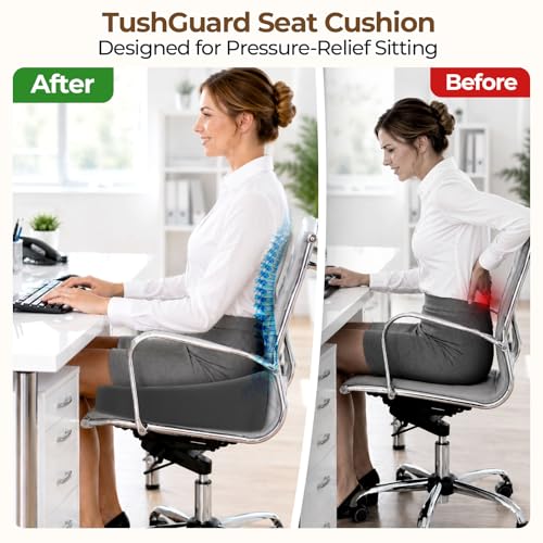 Ergonomic Donut Pillow Seat Cushion with Raised Rear Support, Large Memory Foam Cushion for Tailbone, Hemorrhoids & Sciatica Relief, Office Chair, Car, Travel, Postpartum, Grey - color: Gray