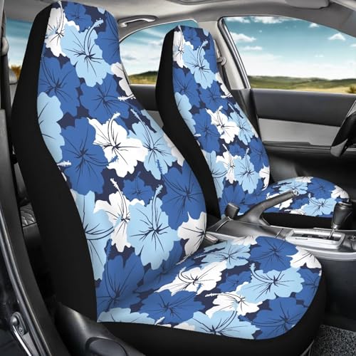 Blue Hibiscus Car Front Seat Covers Soft Car Seat Cover Universal Fit Most Cars,SUV, Trucks, Easy to Install Breathable Front Seats Cover Fashion Auto Interior Accessories - color: Blue Hibiscus