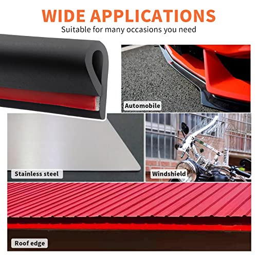50 Feet Rubber Edge Trim Seal Strip, BISOTHAI Self-Adhesive Rubber U Channel Weather Stripping for Car Doors, Hatches, and Glass, Steel Plates, Easy Cut to Size(Black) - size: 50Ft