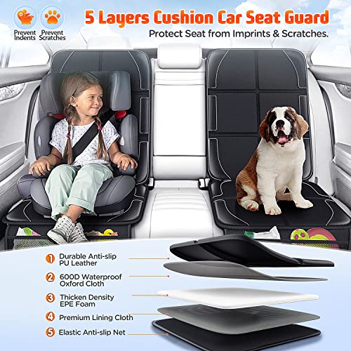 Gimars Car Seat Protector, 2 Pack, XL Thicken EPE Cushion Waterproof 600D Fabric Car Seat Cover for Child Car Seat with Nonslip Backing Mesh Pockets for Baby SUV Sedan Truck Leather Seats, Black-Gray - color: B-2PACK