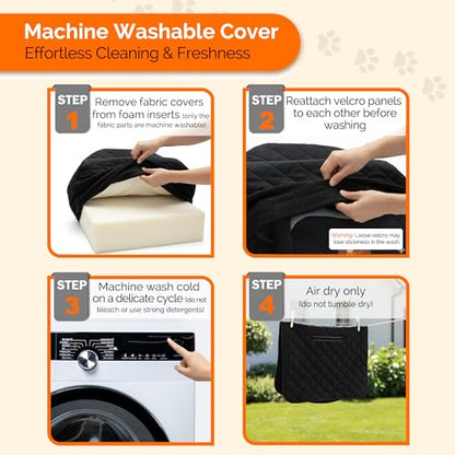 Yara’s Woofyverse Dog Car Seat for Small & Medium Dogs - Premium Booster, Fur-Lined Headrest, Adjustable Cushions & 6-Pocket Storage - Portable Pet Seat for Front/Back Travel - Midnight Ash
