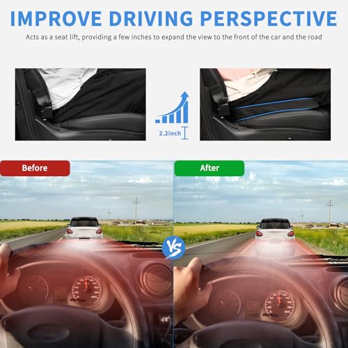 Nilight Car Seat Cushion Black Leather Breathable Mesh Splicing Cushion Memory Foam Suitable for Daily Life Driving Relieves Sciatica and Tialbone Pain Improves Drive Visibility - color: Black Leather