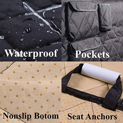 XXL Extra Wide (63”) & Extra Long (94”) with Floor Coverage Dog Seat Cover for Trucks, SUVs & Cars – Heavy Duty, Pet Hammock, Washable + Pet Travel Bowl - color: Black