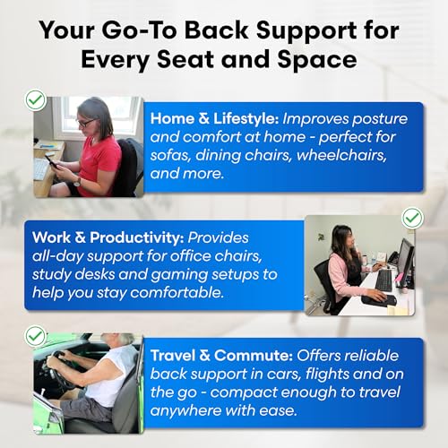 ERGO21 Lumbar Support Pillow for Office Chair, Car, Driving Seat, Auto, Lower Back Pain | Great Back Support with Liquid Filled Membranes | Small Size, (18" W x 18”x 1.5”) - size: Lumbar Small - 18" x 18" x 1.5"