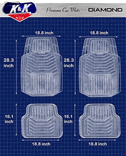 K&K Auto Accessories 3D Car Floor Mat Thick 8 Lb Heavy Duty Durable Universal Diamond Black Deep Dish for Cars SUVs Minivan Truck - color: Diamond Black