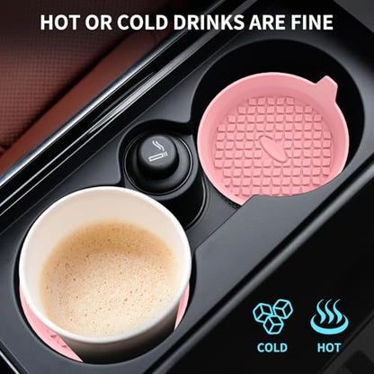 ME.FAN Car Cup Holder Coasters [4 Pack] Silicone Cups Mats, Automotive Universal Non-Slip Recessed Interior Accessories Pink - color: 4pack-pink