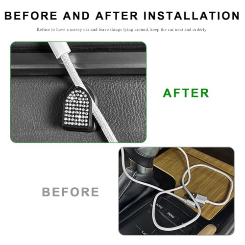4 PCS Bling Car Mini Hooks, Cute Rhinestone Adhesive Back Seat Auto Hangers, Multifunctional Crystal Hanging Storage Hook for Vehicle Dashboard Wall Hat Coat Towel Key (Black+White) - color: Black+White
