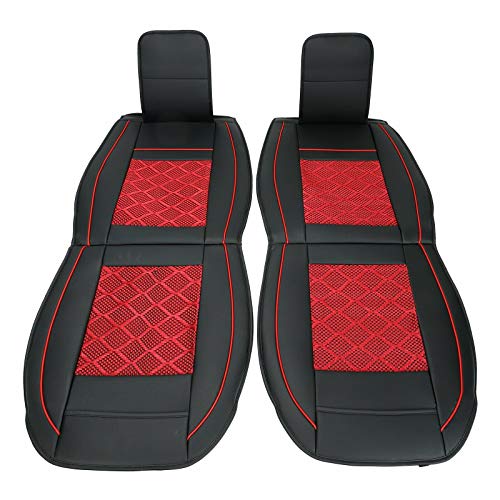 Universal PU Leather Car Seat Cover Full Set w/Pillows 5-Seats SUV Seat Cover Front Rear (Black/Red Mesh) - color: Black/ Red Mesh