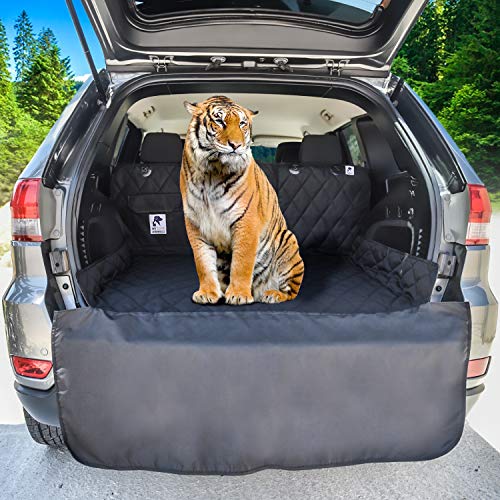 SUV cargo liner for dogs, Dog Car Seat Cover For Back Seat, Nonslip trunk mat, Waterproof Car Seat Protector for Dogs, Durable cargo cover with Bumper Flap, Dog Accessories, Easy to Install & Clean - color: Black