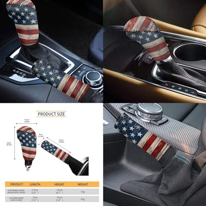 American Flags Auto Front Rear Seat Cover Set for Women Car Accessories Cup Holders Car Armrest Cover Seat Covers Steering Wheel Cover Headrest Covers Universal Fit for Truck Vans Suvs - color: American Flags