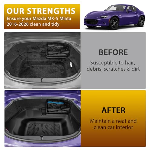 Powerty Trunk Mat for Mazda MX-5 Miata 2016-2025 2026 Accessories, All Weather Cargo Mat TPE Cargo Liner Replacement for Rear Trunk,Black - size: Cargo Mat｜For｜16-25｜Mazda MX-5 Miata