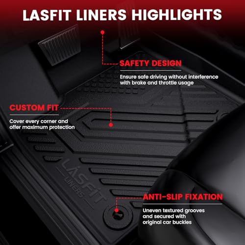 LASFIT Floor Mats for 2019-2023 Lincoln Nautilus & 2016-2018 Lincoln MKX, Custom Fit Full Coverage TPE Floor Liners, All Weather Front Rear Set, Black - size: 2016-2018|For MKX|2019-2023|For Nautilus|Floor Mat