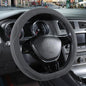 14 inch Gray Suede D Shaped Steering Wheel Cover, Breathable Non-Slip Sweat-Proof Wear-Resistant No Pilling, Warm in Winter and Cool in Summer - color: Gray, size: D Shape-S[13.5''-14'']