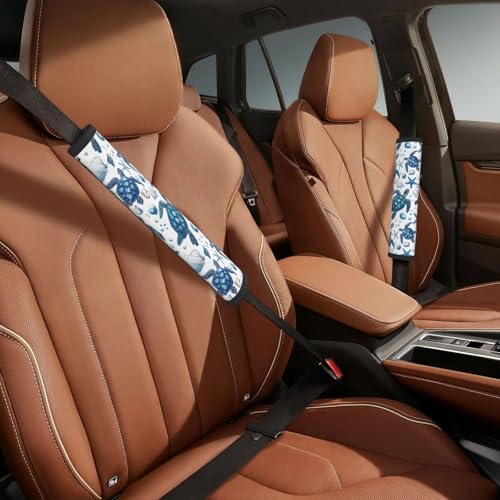 Sea Turtle Steering Wheel Cover Elastic Non-Slip Car Steering Wheel Covers with Seat Belt Shoulder Pad for Women Men - color: Sea Turtle