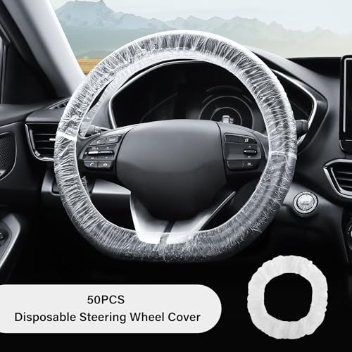 50PCS Disposable Steering Wheel Covers,Disposable Steering Wheel Protector with Elastic for Avoiding Scuffs & Scratches,Universal Car Steering Wheel Cover Car Accessories (50PCS) - color: 50PCS