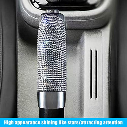 QODOLSI Pack-1 Bling Car Handbrake Cover, Diamond Studded Car Shift Gear Cover, Rhinestone Handbrake Protective Cover, Handbrake Shell Pull Handle Cover (White)