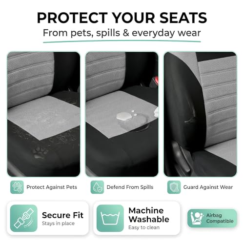 FH Group Gray Polyester Car Seat Cover, 3D Air Mesh, Front Set, Airbag Compatible, Universal Fit for Cars Trucks SUVs - color: Gray, size: Front Set