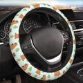 Capybaras and Leaves Steering Wheel Cover for Women Elastic Rubber Steering Wheel Universal 15 Inch Fit for Cars, Auto, SUVs - color: Capybaras And Leaves