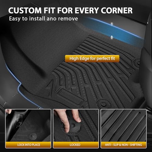 Floor Mats for 2021-2025 2026 Chevrolet Chevy Tahoe/GMC Yukon 7 Passenger Car Mats, All Weather TPE Custom Cargo Liner Seat Back Covers Protectors Full Set Car Accessories (Not for Yukon XL) - size: 2)Chevy Tahoe/GMC Yukon 7Seater｜21-26｜Full Set