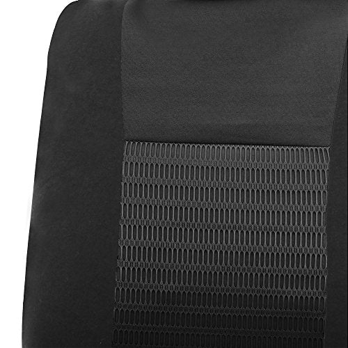 FH Group Trendy Elegance 3D Air Mesh Car Seat Covers - Universal Fit, Washable Seat Cover for SUV, Sedan, Van, Black, Full Set