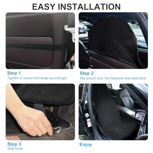 Waterproof Sweating Car Seat Cover for Post Gym Workout, Running, Swimming, Beach and Hiking, Universal Fit Non-Slip Towel Bucket Seat Protector for Cars SUV Trucks, Machine Washable (Black)