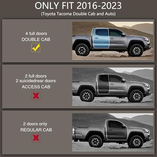 KARPAL Floor Mats Fit for Toyota Tacoma 2016-2023 Double Cab (Only Fit Automatic), Custom Fit All Weather TPE Floor Liners, 1st & 2nd Row Mat, Tacoma Accessories - style: 2016-2023 | For Toyota Tacoma Double Cab | 1st & 2nd Row