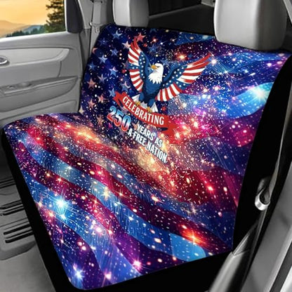 AFPANQZ Car Seat Covers 2 Pcs Back Seat Cushion Split Bench Covers, American Eagle Galaxy Print Universal Rear Seat Protector for SUV Trucks Sedan - color: American Eagle Galaxy