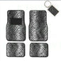 A Set of 4 Universal Fit Animal Print Carpet Floor Mats for Cars/Truck and 1 Key Fob - Snow Leopard