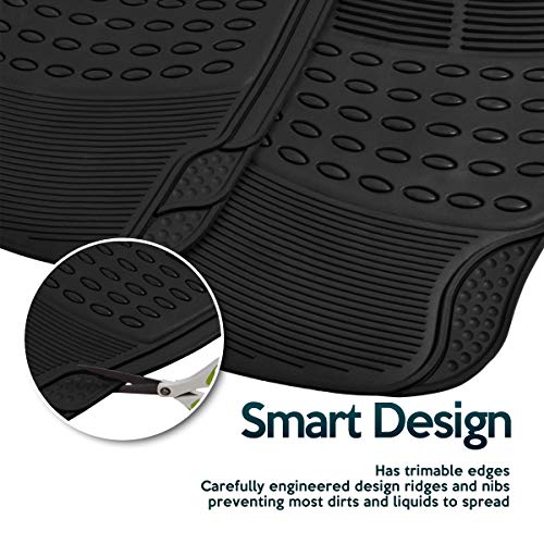 ZONETECH All Weather Rubber Semi Pattern Car Interior Floor Mats – 4-Piece Set Black Heavy Duty Car Interior Floor Mats - size: 4-Piece Trimmable Floor Mats
