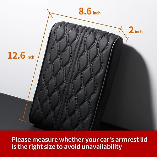 Car Center Console Heighten Cover, Leather Memory Foam Car Armrest Booster Pads, Leather Car Armrest Cover Protector, Suitable for Most Vehicles, SUVs, Trucks, Cars (Black)