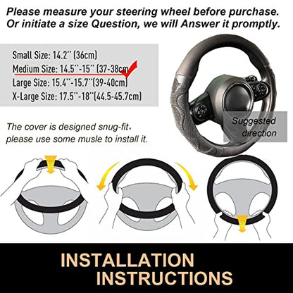 PINCTROT Comfy Grip Steering Wheel Cover, Anti-Slip Design, Universal 14.5-15 Inch(Silicone Black) - color: 1.Black, size: Medium(Standard) Size[14 1/2''-15'']