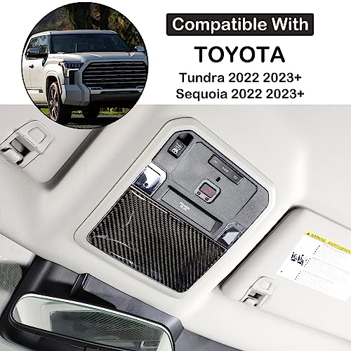 Aunginsy Car Roof Glasses Box Cover Decorative Sticker Compatible with Toyota Tundra/Sequoia 2022-2024 Real Carbon Fiber Car Roof Glasses Box Panel Trim Sticker Protection Cover Interior Accessories - size: Car Roof Glasses Box Cover Sticker