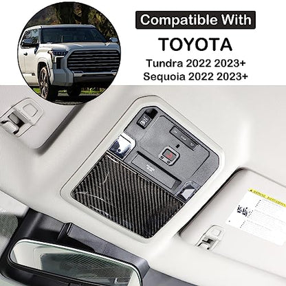 Aunginsy Car Roof Glasses Box Cover Decorative Sticker Compatible with Toyota Tundra/Sequoia 2022-2024 Real Carbon Fiber Car Roof Glasses Box Panel Trim Sticker Protection Cover Interior Accessories - size: Car Roof Glasses Box Cover Sticker
