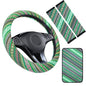 Boho Steering Wheel Cover Set, Seat Belt Cover and Armrest Pad Bohemian Cloth Car Steering Wheel for Women Flax Ethnic Style Steering Wheel Accessories Cover Anti-Slip Fits 14 1/2-15 Inch - Green - color: Blue