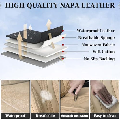 Coverado Automotive Seat Covers,Back Car Seat Cover,Rear Seat Cover,3-Pieces Luxury Car Seat Cushion,Beige Seat Cover Seat Protector Universal - color: Beige