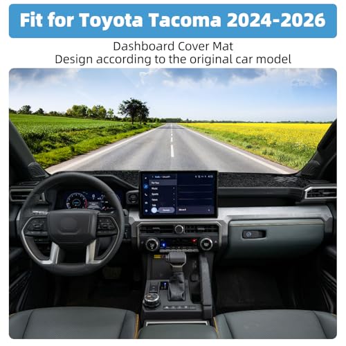Dash Cover Mat for Toyota Tacoma 2024 2025 2026 Accessories Non-Slip Dashboard Cover Mat Sunshade UV Rays Protector Interior Accessories(Not fit HUD) - size: Compatible with Tacoma 2024-2026