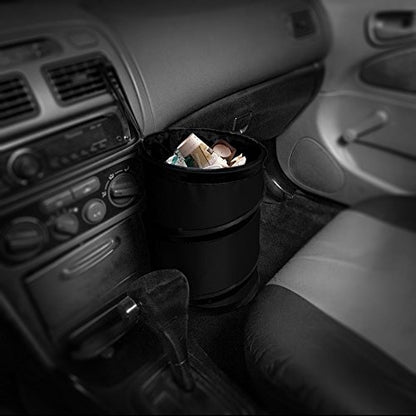 FH Group Automotive Waterproof Portable Collapsible Small Trash Can Garbage Container fits Most Cars,Polyethylene, SUVs, and Trucks Black - color: Black, style: Small