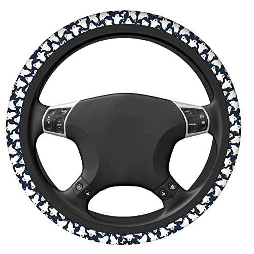 Swono Steering Wheel Covers Cute Ghosts, Halloweeen Funny Dancing Ghosts Non Slip Neoprene Car Wrap Cover Comfort Grip Stretch-On Automotive Steering Wheel Protector 15 Inch - color: Cute Ghosts