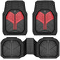 CAR PASS Heavy Duty Rubber Car Mats, Deep-Dish Car Floor Mats All Weather, Universal Two-Tone Trim-to-Fit for SUVs Trucks Sedans, Waterproof Anti-Slip, 3 Pieces V12 Black and Metallic Red - color: Red and Black