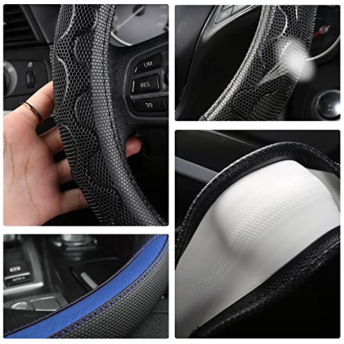 GIANT PANDA Steering Wheel Cover for Dodge Ram 1500 - Car Steering Wheel Covers for Dodge Ram 2500 3500 15.5-16 inch - Blue - color: B-Black+Blue