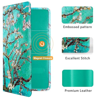 CoBak Car Registration and Insurance Holder - Vehicle Glove Box Car Organizer,Auto Truck Comparment Accessories Case with Magnetic Closure for Driver License,Cards - color: L-Almond Blossoms
