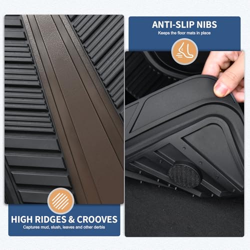 FLORICH Car Floor Mats, Heavy Duty Floor Mats for Cars, 4 Piece All-Weather Floor Mats with Anti-Slip Backing, Waterproof Universal Trim-to-Fit, Automotive Floor Mat for Cars SUV Trucks