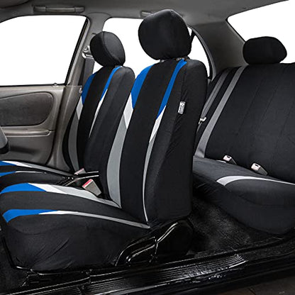 FH Group Premium Modernistic Flat Cloth Car Seat Covers – Universal Fit, Washable Seat Covers for SUV Sedan Van, Blue, Full Set - color: Blue, size: Full Set