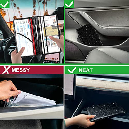 Car Registration and Insurance Holder, Vehicle Glove Box Organizer Cool Car Accessories, Auto Truck Document Holder for Cards, Driver License, Black Glitter