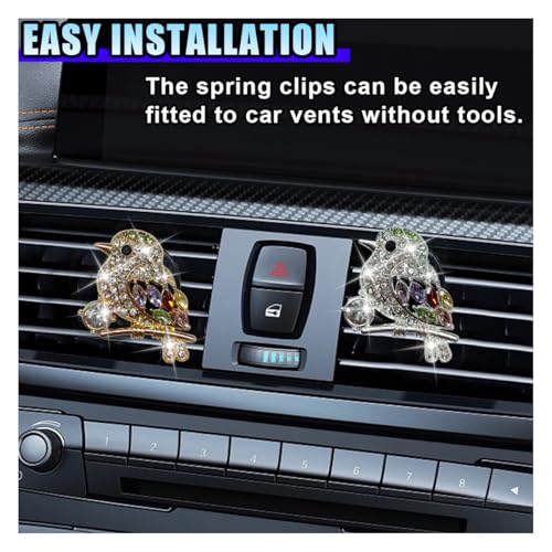 2PCS Bling Bird Car Air Vent Clips, Crystal Rhinestone Auto Air Conditioning Outlet Clip, Cute Car Vent Decorative Clip, Auto Interior Decoration Charm for Women (Bird) - size: Bird
