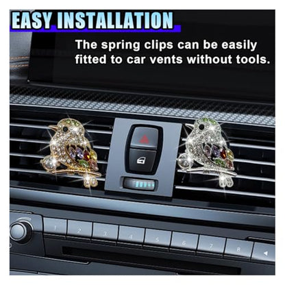 2PCS Bling Bird Car Air Vent Clips, Crystal Rhinestone Auto Air Conditioning Outlet Clip, Cute Car Vent Decorative Clip, Auto Interior Decoration Charm for Women (Bird) - size: Bird